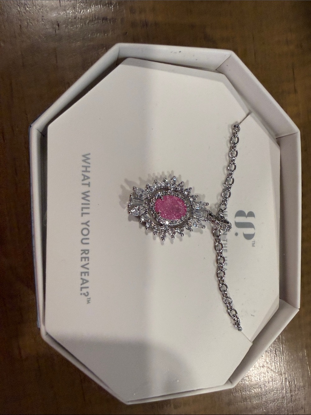 Pink ice crystal & CZ necklace